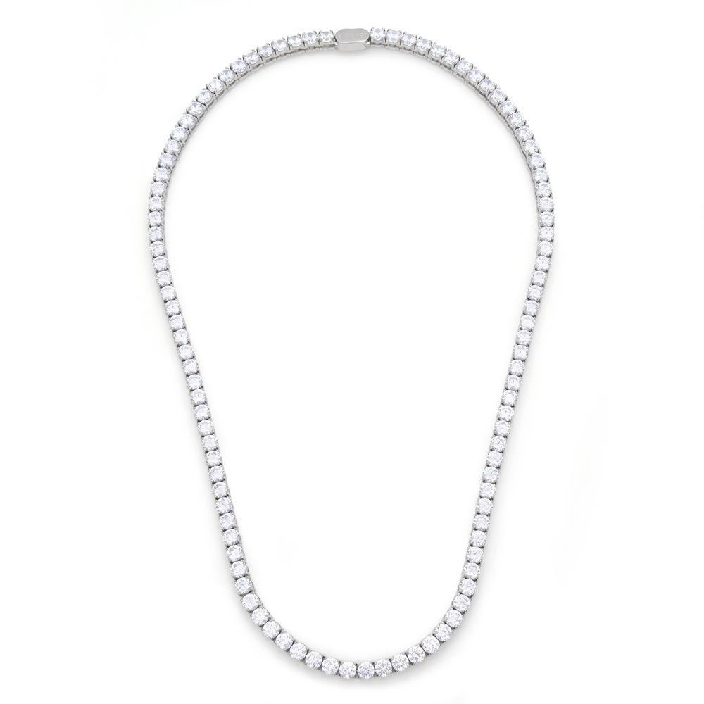 

Trendy men s and women s versatile stainless steel necklace couple niche inlaid 3A zircon tennis clavicle chain 5mm*50cm