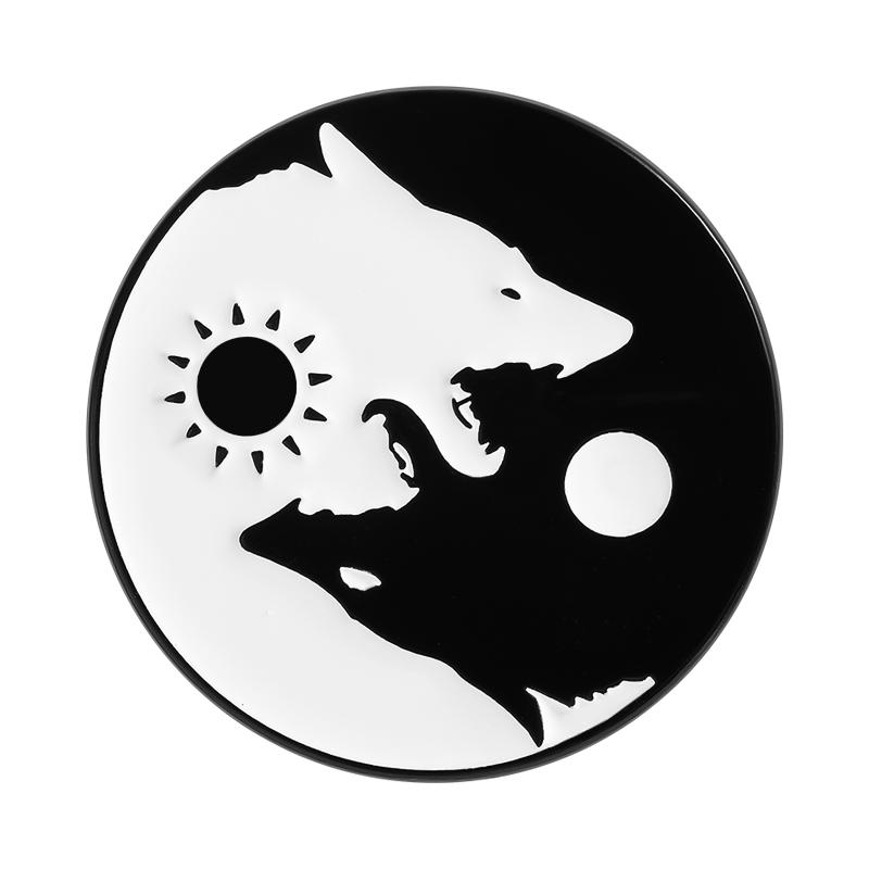 Yin-Yang Bagua Koi Enamel Pins Custom Sun and Moon Cat Brooches Lapel Badges Clothes Animal Jewelry Gift for Kids Friends