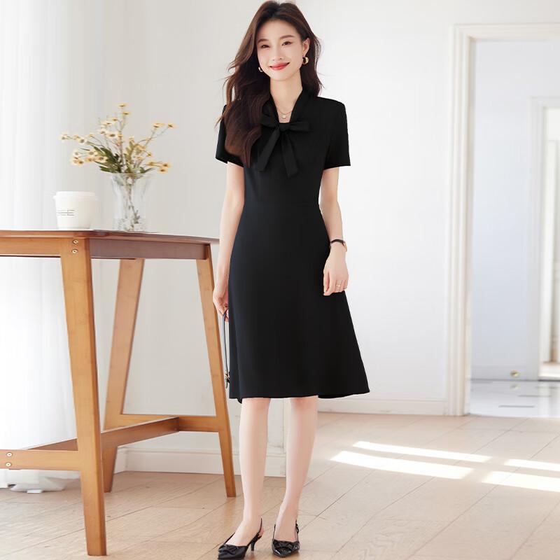 Women's Short Sleeve Professional Dress with Bow