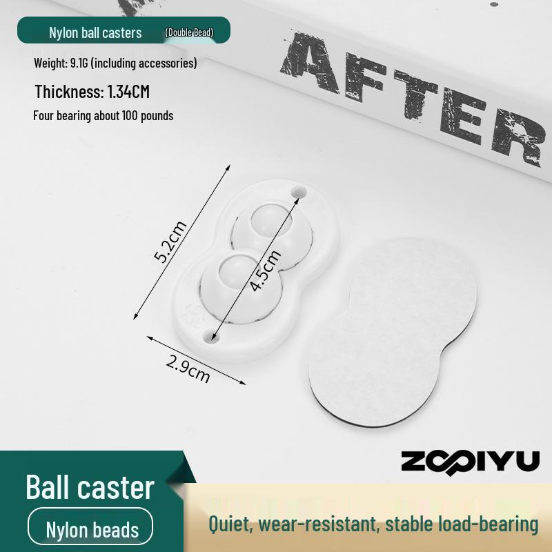 Universal Adhesive Caster Wheels, Silent, Wear-Resistant, Punch-Free Ball Bearings, Thickened Base for Household Use