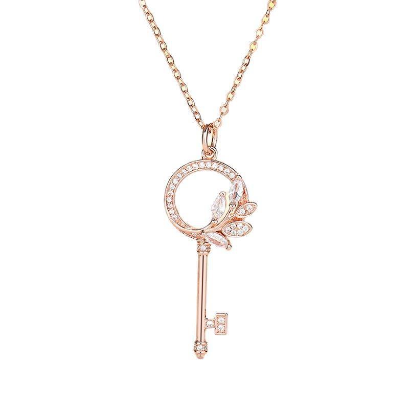 Vines Key Necklace Women's Flowers Leaves Pendant