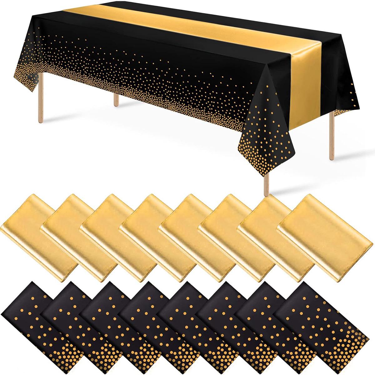 Disposable PEVA Polka Dot Tablecloth with Polyester Runner - Waterproof & Oilproof Party Decor 137x274 Tablecloth Only