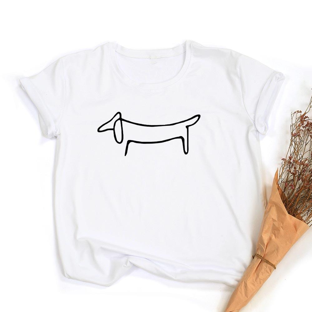 Simple Dachshund Dog Print Clothes Women Summer T Shirt Graphic Tees Female Harajuku Aesthetic Short Sleeve