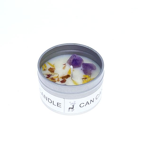 Golden Tin Box Aromatherapy Candles Crystal Salt Stonedried Flower Scented Soy Wax Smokeless Candle Home Decoration