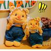 Adorable Yellow Denim Bear Plush Toy Cuddly Doll For Birthdays And Gifts