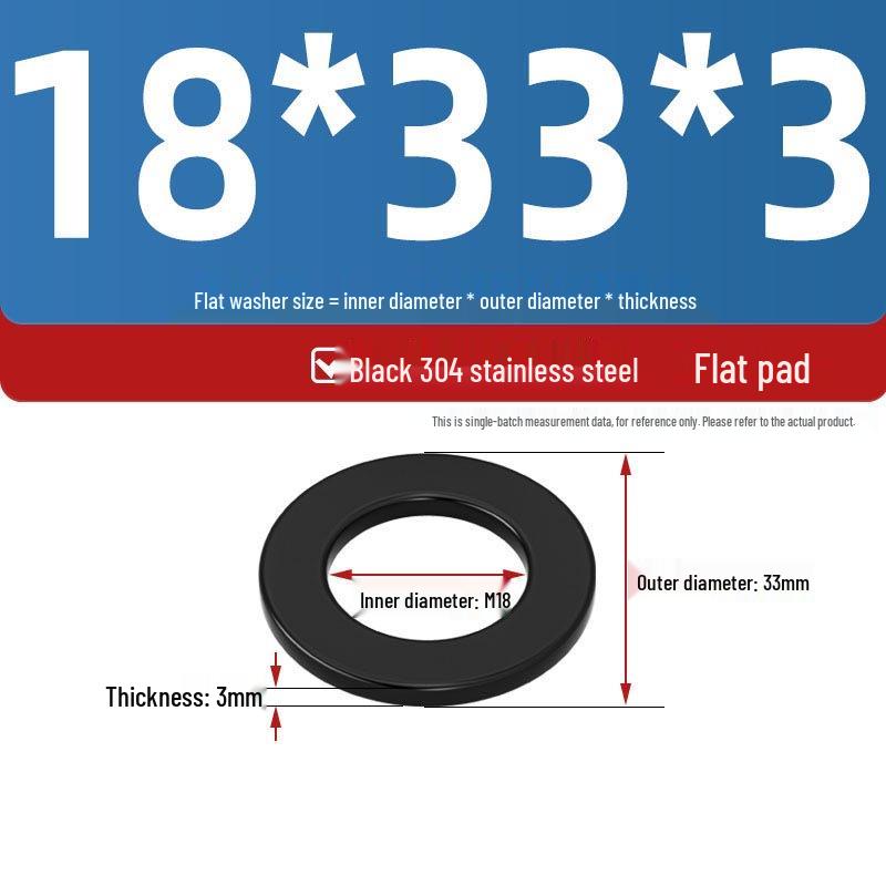 Ultra-Thin Black Zinc-Plated Stainless Steel Flat Washer (M2-M20)