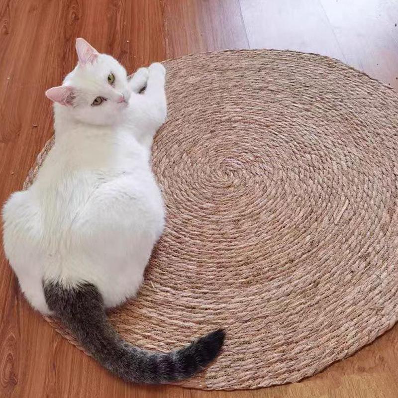 

Rattan Woven Cattail Cat Scratching Post & Bed – Wear-Resistant, Scratch-Resistant, Non-Shedding Bowl with Integrated Sleeping Mat. 40cm Diameter