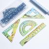 4pcs Metal Iron Ruler Set for Oil Painting 15cm Straight Triangle Protractor Measuring Drafting Stationery