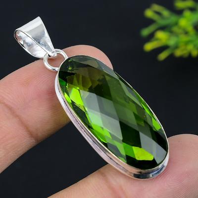 Pendentif cadeau en argent sterling 925 fait main avec pierre précieuse péridot naturelle 2,13" A6o51
