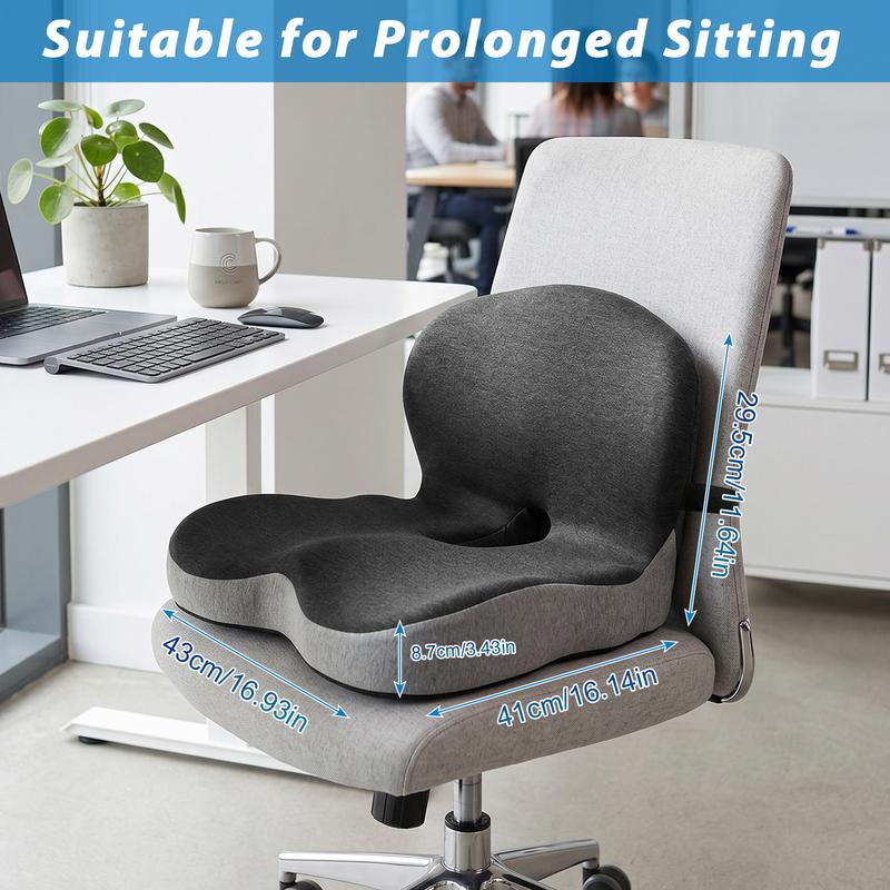 Seat Cushion for Office Chair Ergonomic Memory Foam Seat Cushion with Back Support for Stress Relief Lumbar Support Car Office