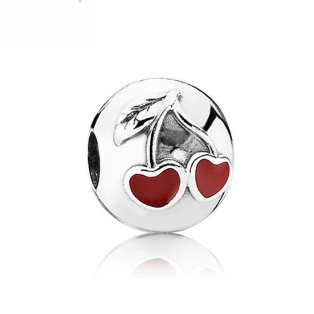 Nový 925 Sterling Silver Red Cherry Snow Charm Fine Bead Fit Original Fasion náramek Diy Dámské šperky
