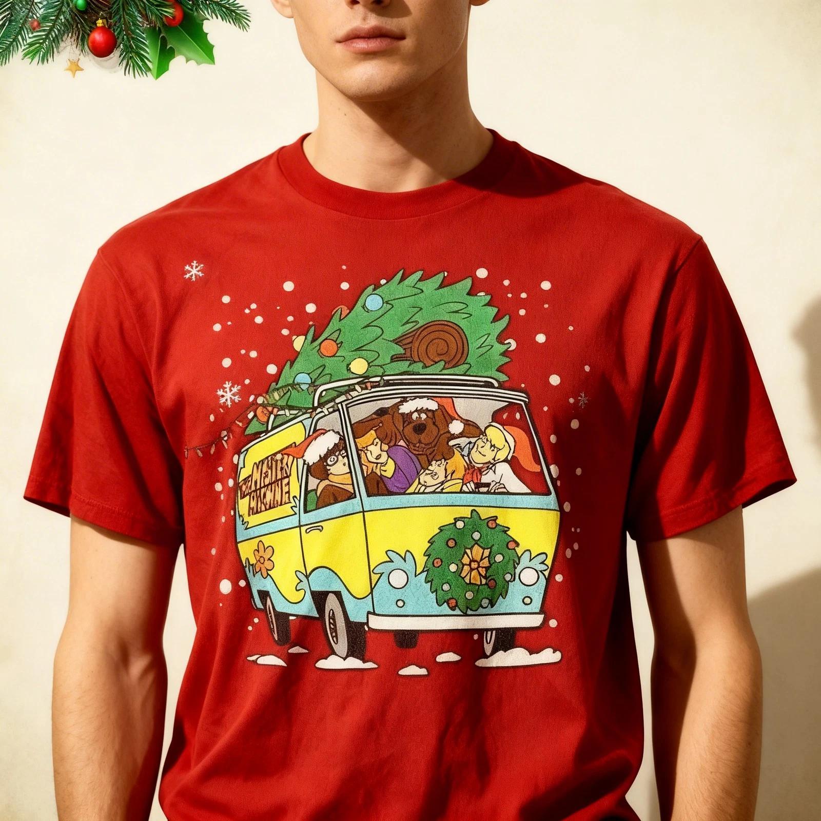 Scooby Doo Merry Christmas For Fans Cotton Red Unisex Shirt S