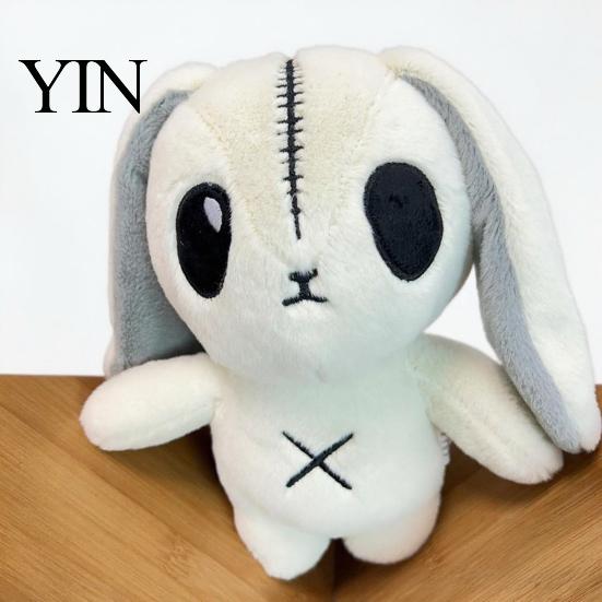 Unique Photography Prop Halloween Horror Bunny Plush Toy, Cute Creepy Rabbit Stuffed Animal Alternative Room Decor Doll for Kids, Soft Collectible