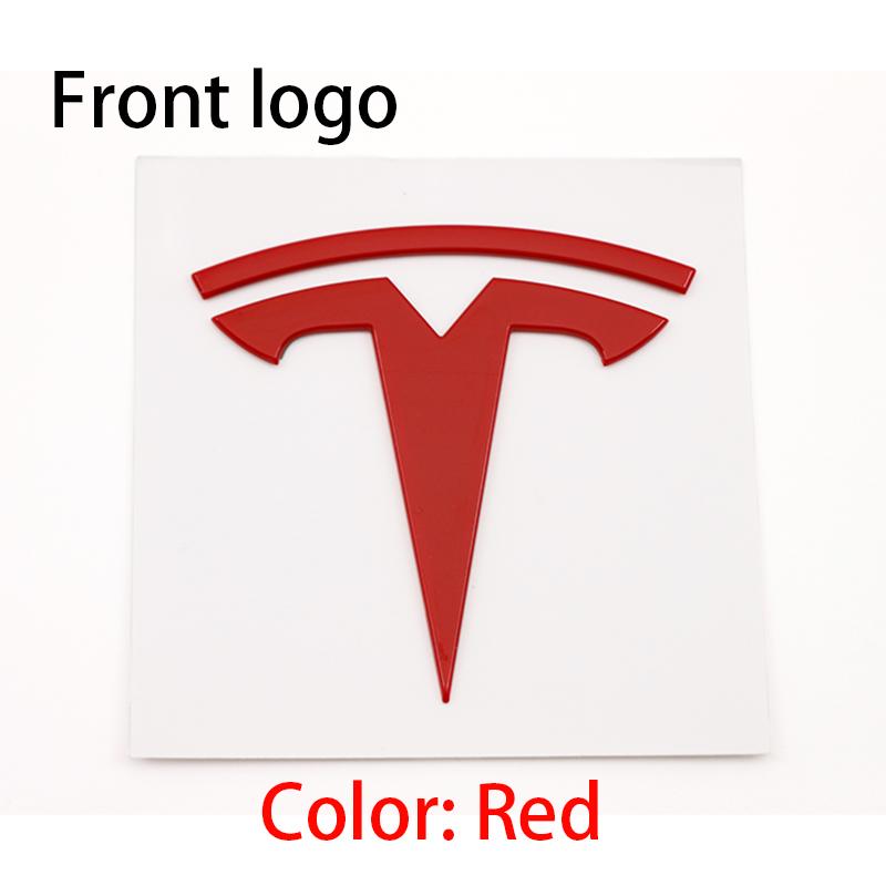QSGMX1 3D For Tesla Logo ABS TESLA Model 3 Mode Y Car Front Hood Logo Cover Emblem Sticker Styling Auto Body Rear Trunk Badge