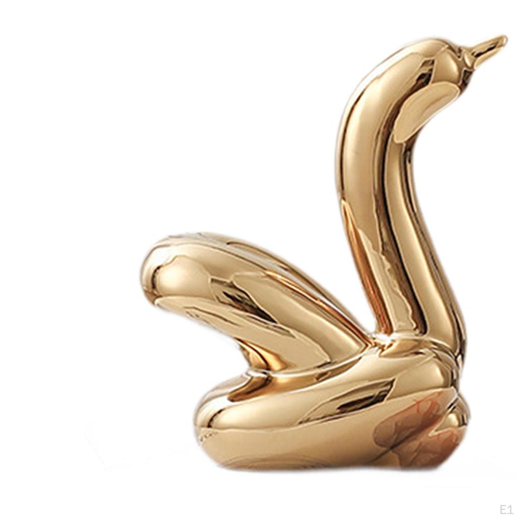 Ceramic Swan Statue Table Decoration Glazed Home Decor for Office Desk Entry
