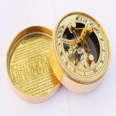 3 אינץ' מצפן פליז בעבודת יד, מצפן שעון שמש פליז ימי וינטג', מצפן השיר של מרי רוז