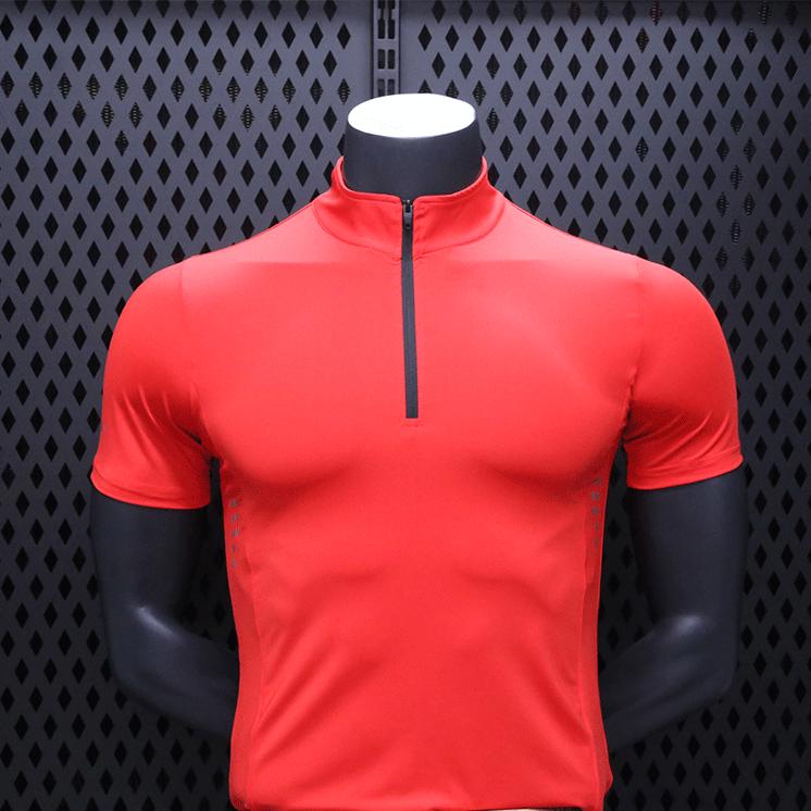 Pánské sportovní tričko s dlouhým rukávem Top Gym oblečení Fitness kompresní tričko Pulovr na půl zip Rychleschnoucí sportovní oblečení