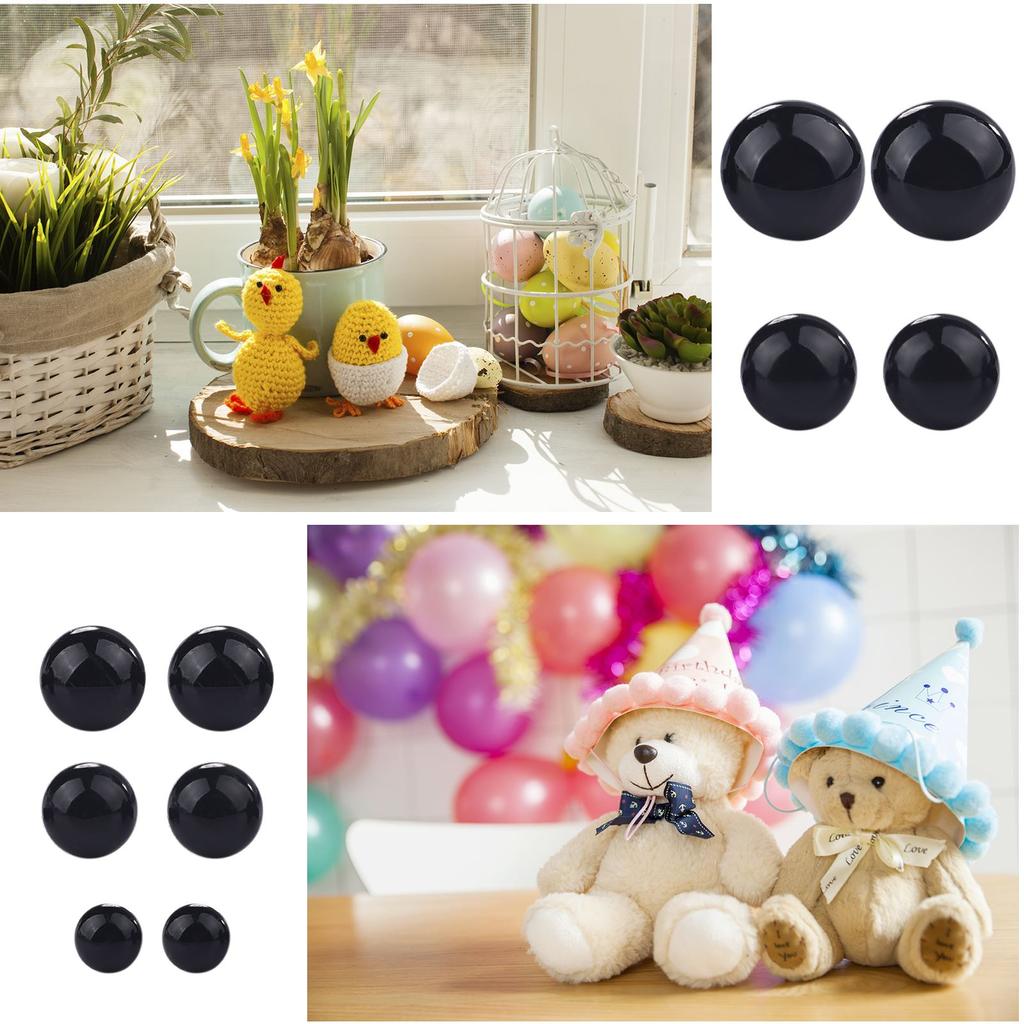 100pcs Black Safety Eyes Plastic Eyeball For Toys Amigurumi Diy Kit Crafts TeddyBear Toy Eye Doll Decoration Accessories 5-20mm