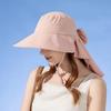with Shawl Sunshade Bucket Hat Big Bowknot Aiti UV Fishman Hat New Design Bow Sun Hat  Beach