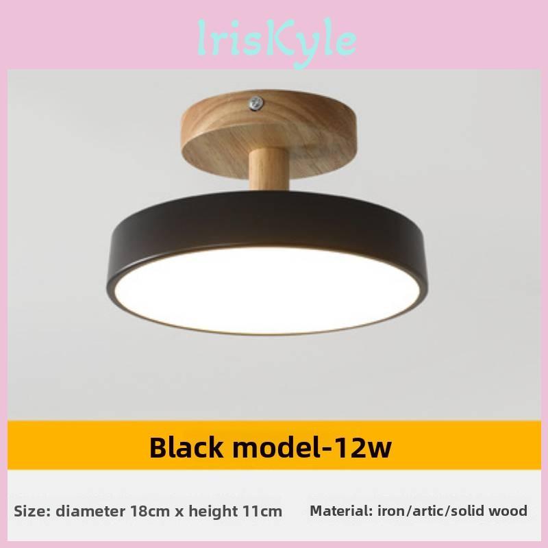 Lampada da soffitto moderna nordica con paralume in legno e ferro per decorazione di cucina e bagno