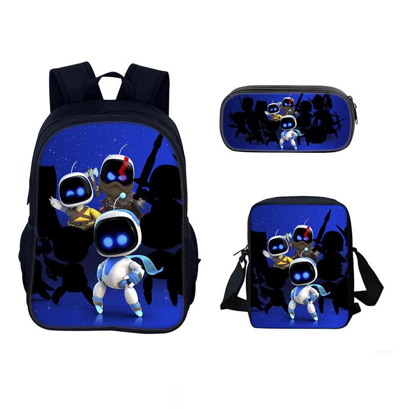 Astro Bot Space Robot Kids School Backpack Set With Cartoon Print For Elementary Students