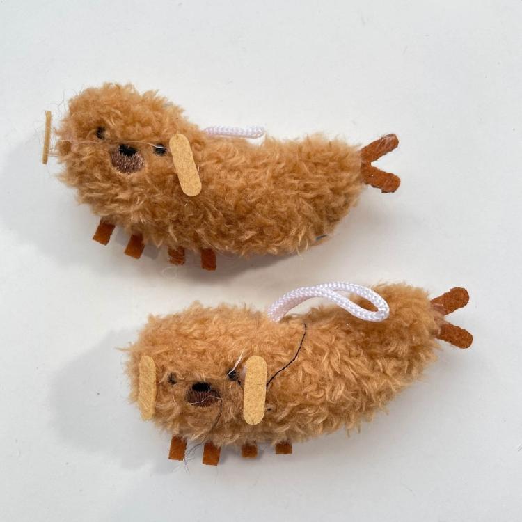 Plush Stuffed Keychain Funny Dolls Fried Shrimp Dog Pendant Keyring for Decor