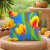 Decorative Floral Tulip Pillowcase Cover for Home Accent Cushion Modern Vibrant Living Room Decor Print 40x40cm