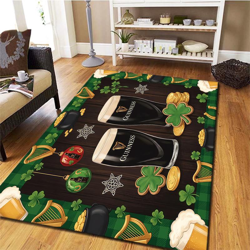 St.Patrick's Day cloverPattern Square Carpet,Area Rug,Carpet Rug for Living Room Bedroom Sofa Playroom Decor,Non-slip Floor Mat,Holiday Birthday Gifts