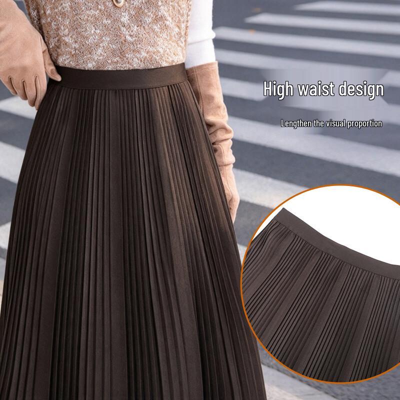 Bailuyu High-Waisted Pleated Maxi Skirt