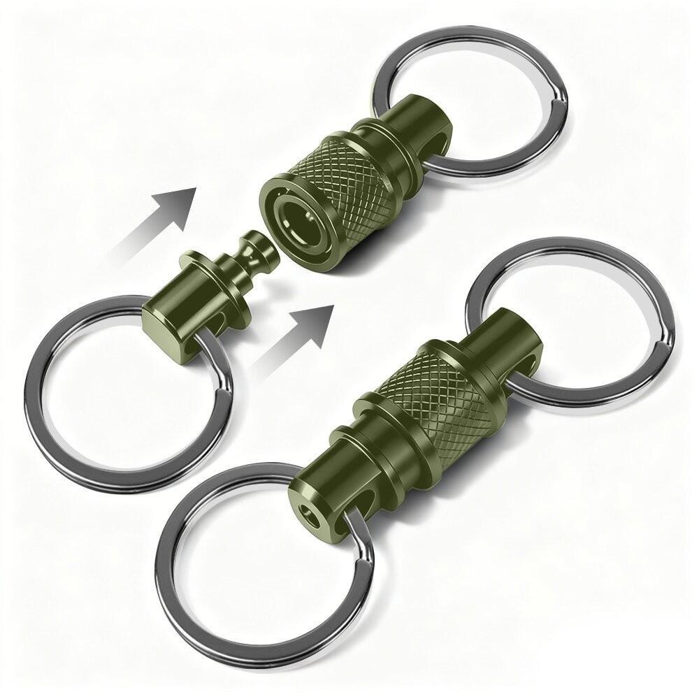 

Double Headed Quick Release Keychain Aluminum Alloy 360° Rotation Clip Pull Apart Buckle Retractable Compact Keys Fob Outdoor зелений