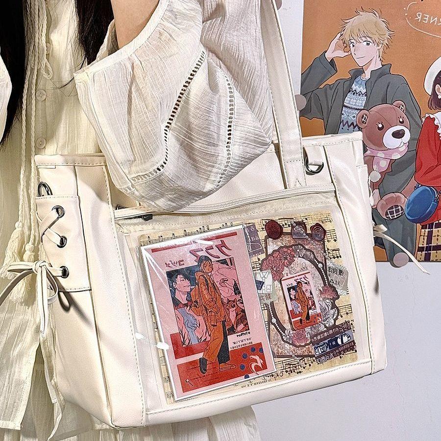 New Girls' Ribbon Y2K Ita Bag Sweet Ladies Large Capacity Shoulder Bag Street Trend Crossbody Bag Daily Commuting Tote Bag