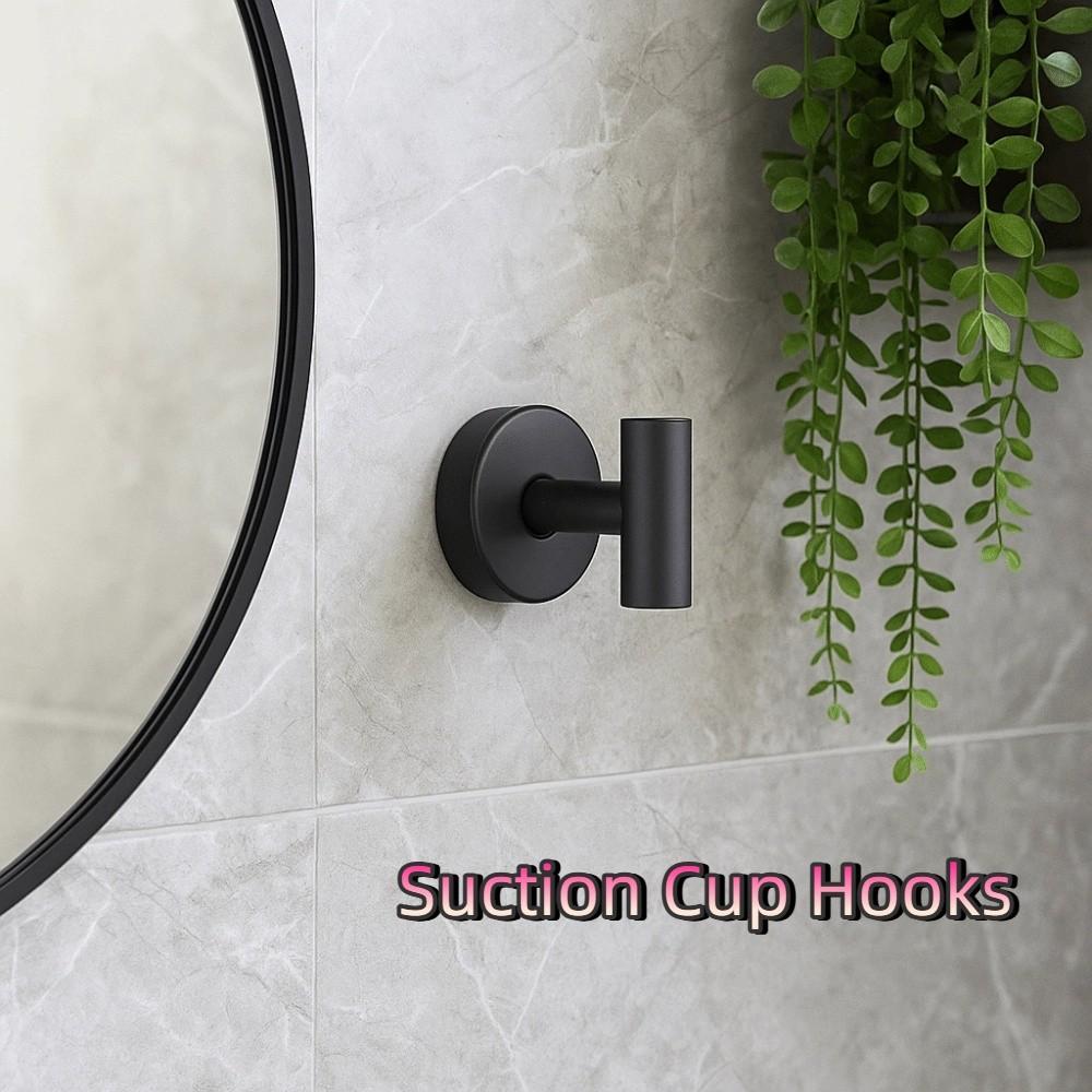 2PCS Stainless Steel Suction Cup Hooks Detachable Towel Hooks Decorative Robe Hangers Living Room