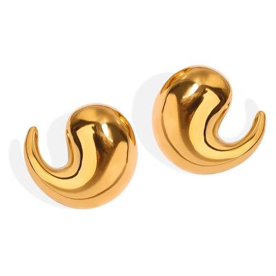 Premium-Design, mollige Wassertropfen-Ohrringe, vergoldet mit 18 Karat Gold, strukturierte, glänzende Ohrschnallen, modische geometrische Ohrringe