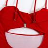 Women Monokini Hollow Out Spaghetti Strap Low-cut Backless Push Up Swimming Padded