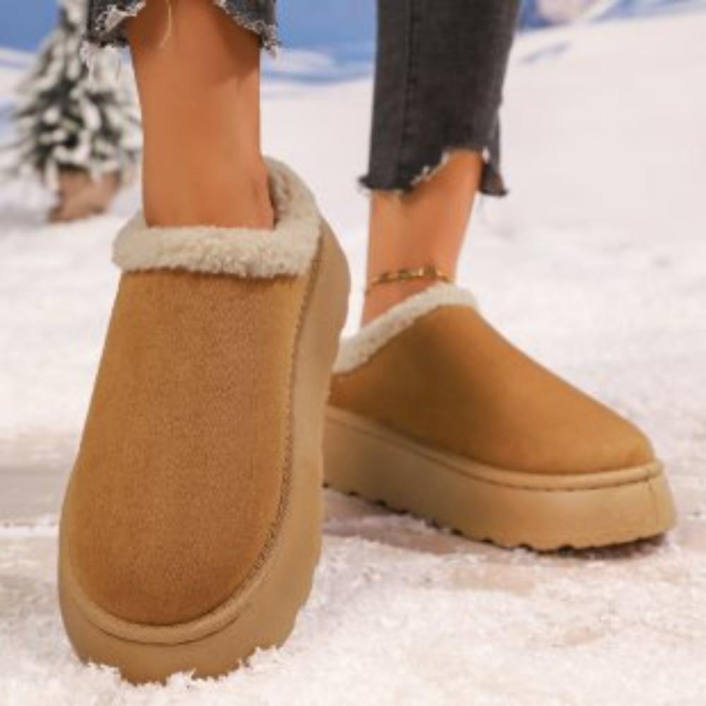 Women's padded lining soft thick bottom heightening home outdoor thickened warm lightweight comfortable one-step cotton shoes snow boots slippers
