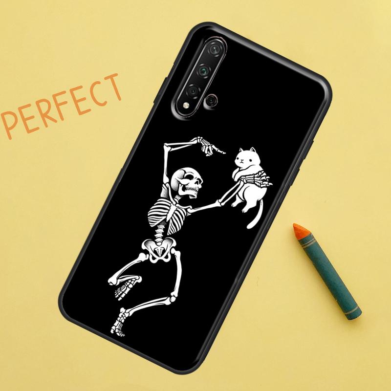 Black Cat Skull Goth Witch Case For Huawei P30 Pro P20 P40 Lite Nova 8i 7i 3i 11i 5T 9 10 SE Y60 Y61 Y70 Y90 P Smart Z