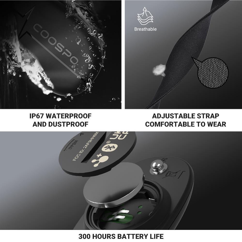 COOSPO H6/H9Z Fascia Monitor Cardiaco da Petto Sensore HRM Bluetooth 4.0 ANT+ Impermeabile Per Garmin Wahoo Computer da Bici