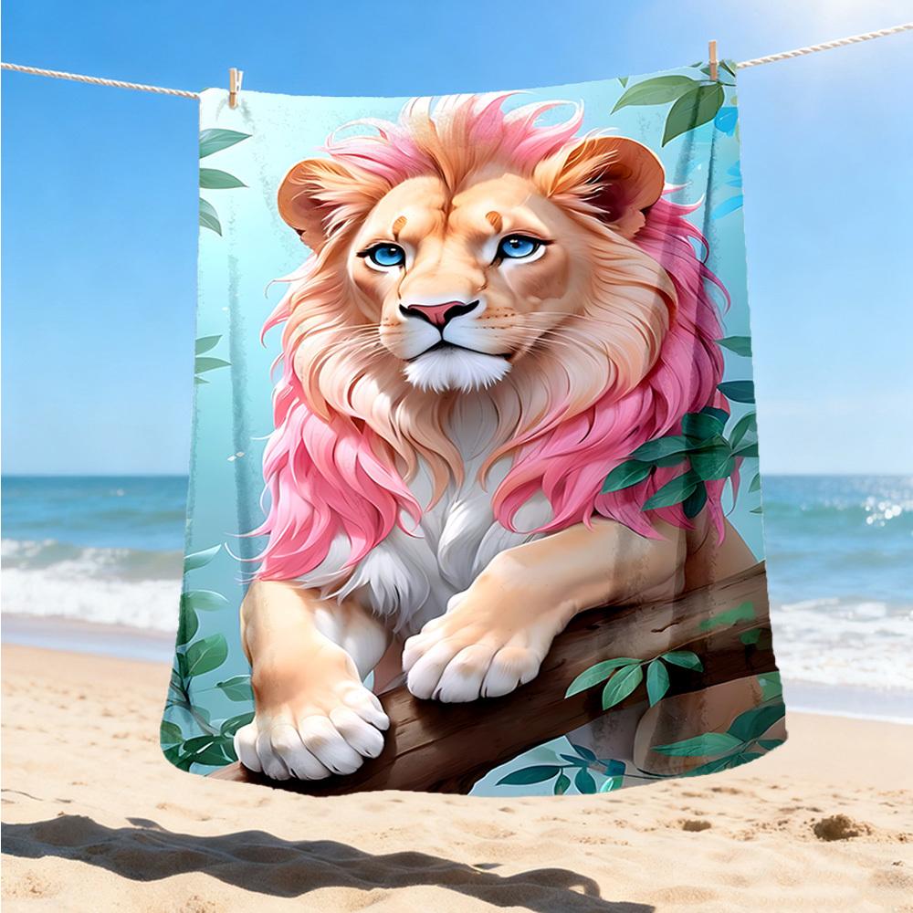 

1pc Pink Lion Print Outdoor Blanket - Lightweight Flannel Throw For Travel, Camping, Livingroom, Couch, Chair yy251114241 75x90cm