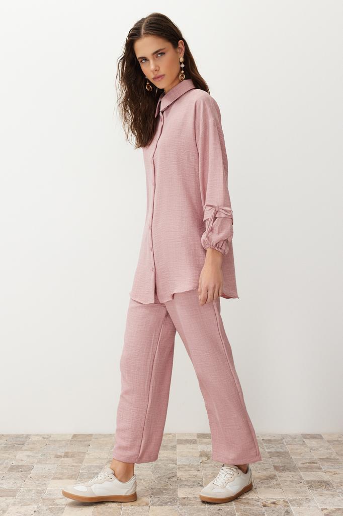 Women's Fashion New Hijab Bottom-Top Set Stone Linen Look Woven Bottom-Top Set