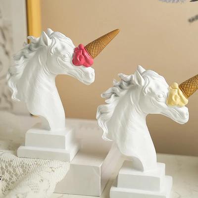 Kunsthandwerk aus Harz Einhorn Dekorative Figuren Eiscreme Pferd Lustige künstliche Tierskulptur Heimdekorationszubehör Handwerk