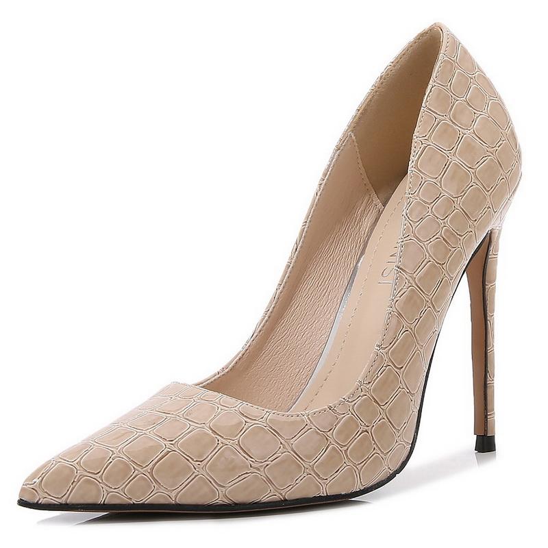 Women Alligator PU High Thin Heel Shoes Office Career Work Single Shoes Nightclub Party Wedding Banquet Pub Catwalk Lady Pumps