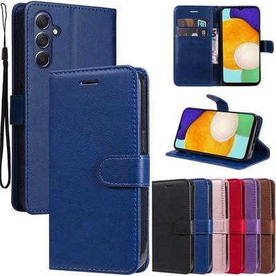 A05 Jednobarevné flipové kožené pouzdro pro Samsung Galaxy A05 S A05S A25 A24 A04E A54 A34 A14 M54 Slot na kartu peněženky Magnetický stojánek Chrání pouzdro na telefon