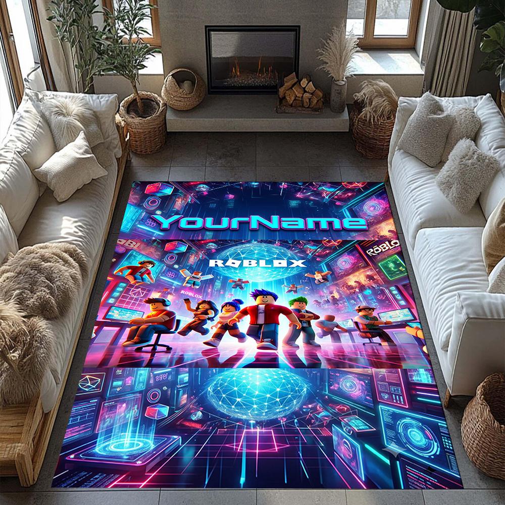 Roblox 54 Customized Name Area Rug Design for Study Room Foyer Outdoor Dormitory Anti-slip Rug Decorate Offices Best for Christmas