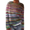 Ladies' Fashion Sweater, Round Neck, Color-block, Loose Pullover Long-sleeved Knitted Shirt Top