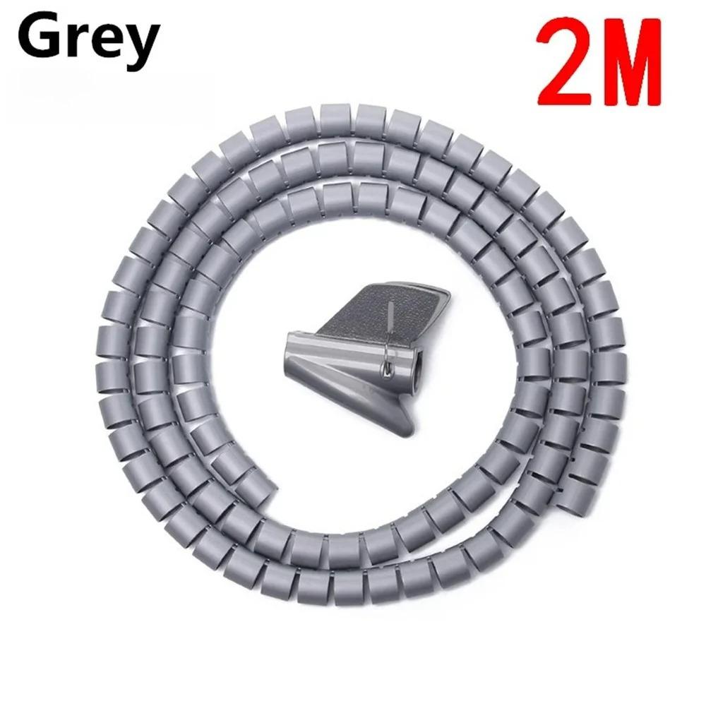 2М 10/16мм Спиральная трубка Органайзер для проводов Защита труб Спиральная обмотка Защита проводов Покрытие Трубка Защитная оплетка Линия 2M 10mm серый
