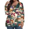 Women's Fashionable Casual Long Sleeved Plus Size  Print Top Plus Size Floral Print Top