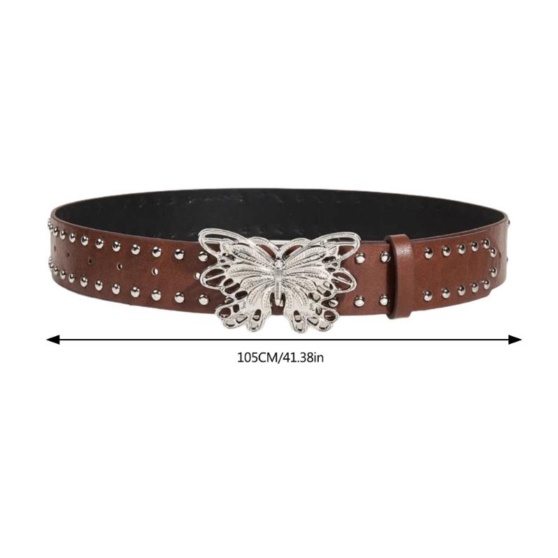 Fashion Enthusiasts PU Belt for Skirt Female Waist Belt with Butterfly Buckle