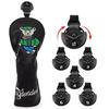 Golf Club Headcovers for Fairway and with Numbered Stylish PU Leather Headcovers with Bear Black UT Drivers, Woods, Utilities, Hybrids, Tags,
