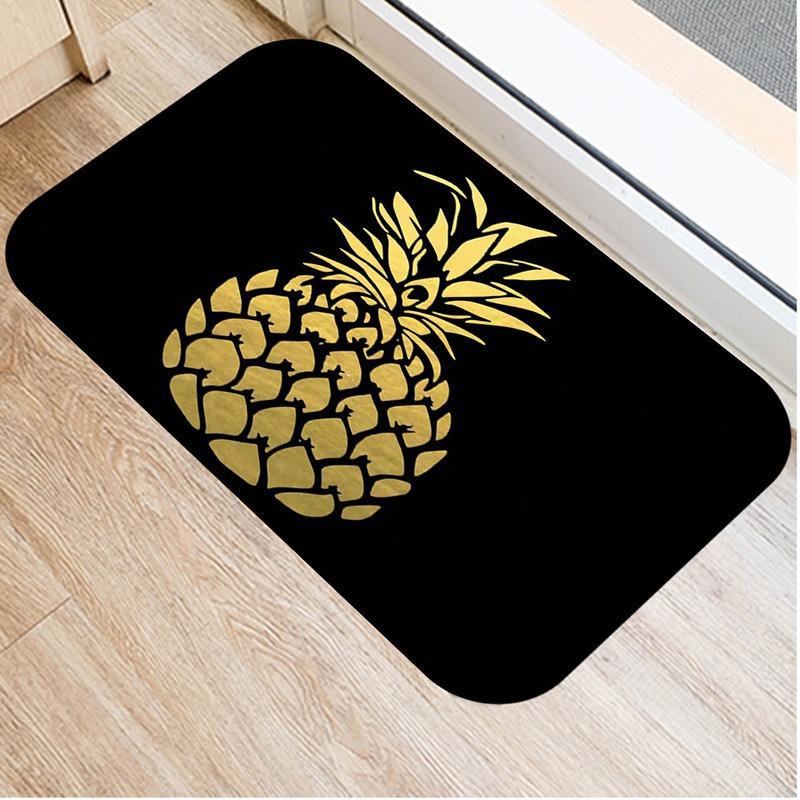 Black Gold Striped Welcome Door Mat Living Room Balcony Hallway Entrance Non-slip Rugs Bedroom Kitchen Laundry Room Floor Mats