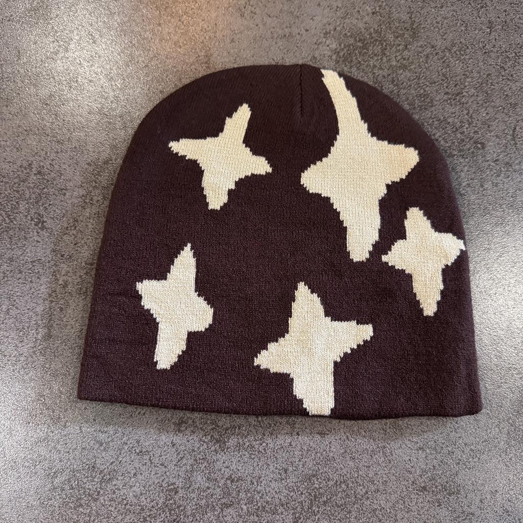 

Модная узорчатая звезда Нейтральная Повседневная Теплая Вязаная Шапка на Осень и Зиму коричневый